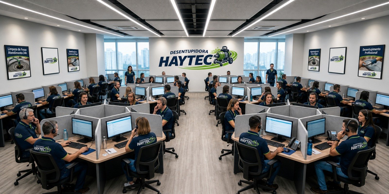 Técnico da Haytec realizando desentupimento profissional em São Paulo